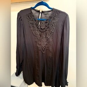 Torrid Black Blouse with Crochet Detail. Size 1